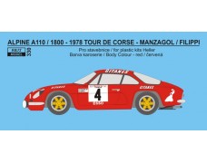 Decal – Alpine A 110 / 1800 - Tour de Corse 1978 - Manzagol / Filippi